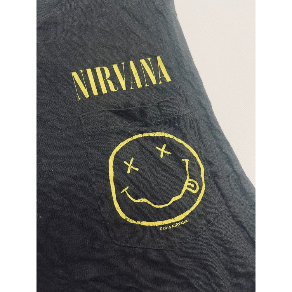 Nirvana Graphic Muscle Tank Top Black Supima Cotton Blend Smiley Face Size L - Picture 3 of 11